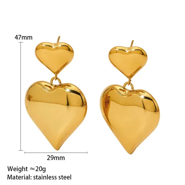 Gold_Chunky_Heart_Duo_Earrings_For_Women